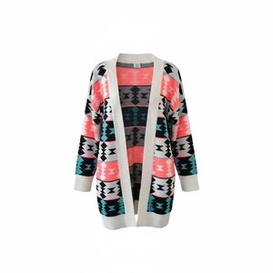 Coco Love Vibrant Patterned Open Front Cardigan